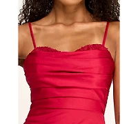 City Studios Juniors' Lace Inset Ruched Gown