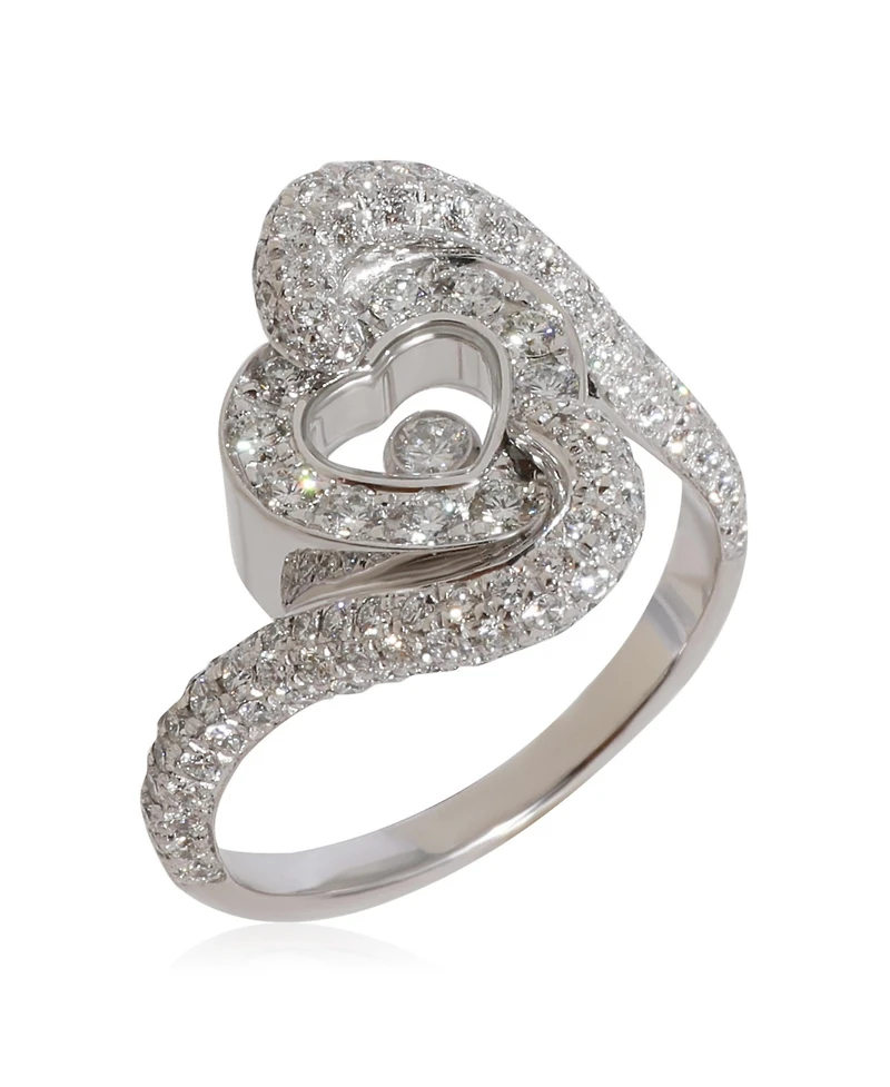 Pre-Owned Chopard Happy Diamond Heart Ring in 18k White Gold 0.86 Ctw