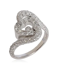 Pre-Owned Chopard Happy Diamond Heart Ring in 18k White Gold 0.86 Ctw