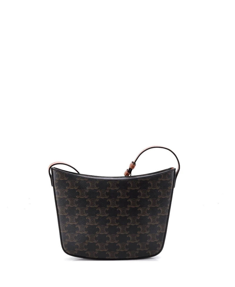 Pre-Owned Celine Medium Croque Hobo Triomphe Coated Canvas