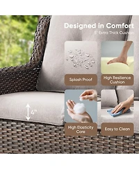 Pocassy 2-Person Wicker Outdoor Patio Glider Couch with Deep Seating and Cushions, Suitable for Porch Deck Balcony