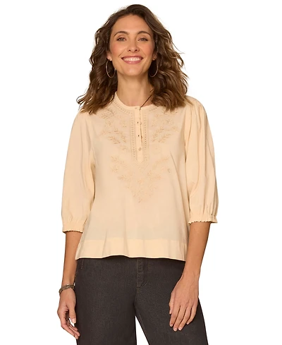 Democracy Petite Embroidered Woven Top