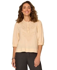 Democracy Petite Embroidered Woven Top
