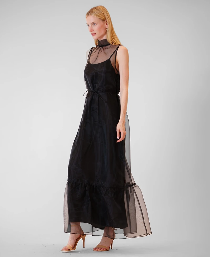 julia jordan Women's Polyester High Neck Overlay Dress