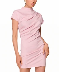 Line & Dot Women's Mock Neck Draped Mini Dress