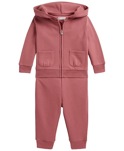 Polo Ralph Lauren Baby Girls' Picot-Trim Fleece Hoodie and Jogger Pants, 2-Piece Set