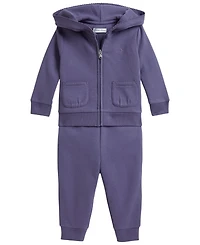 Polo Ralph Lauren Baby Girls' Picot-Trim Fleece Hoodie and Jogger Pants, 2-Piece Set