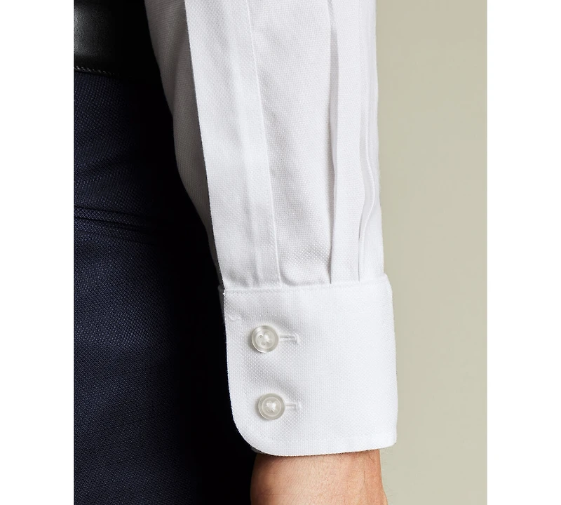 Charles Tyrwhitt Men's Spread Collar Rounded Cuffs Solid Dress Shirt
