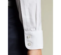 Charles Tyrwhitt Men's Spread Collar Rounded Cuffs Solid Dress Shirt