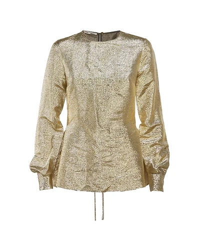 Pre-Owned Stella Mccartney Women's Lurex Gathered Lame Peplum Blouse