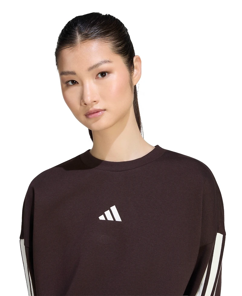 adidas Women's Essentials 3-Stripes Fleece Crew Neck Sweatshirt
