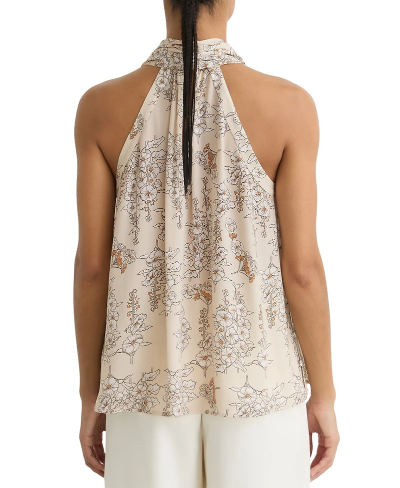 Reiss Women's Floral-Print Scarf-Neck Top