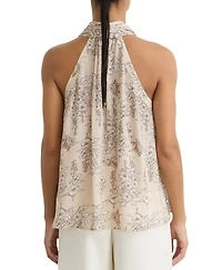 Reiss Women's Floral-Print Scarf-Neck Top