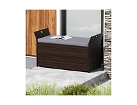 Lucky One Outdoor Storage Bench with Pe Rattan Wicker Cushion and Side Handles