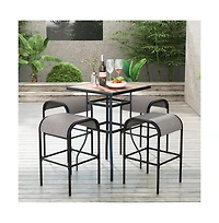 Boyel Living Set of 2/4 Patio Metal Bar Stools with Curved Fabric Seat-Set of 4