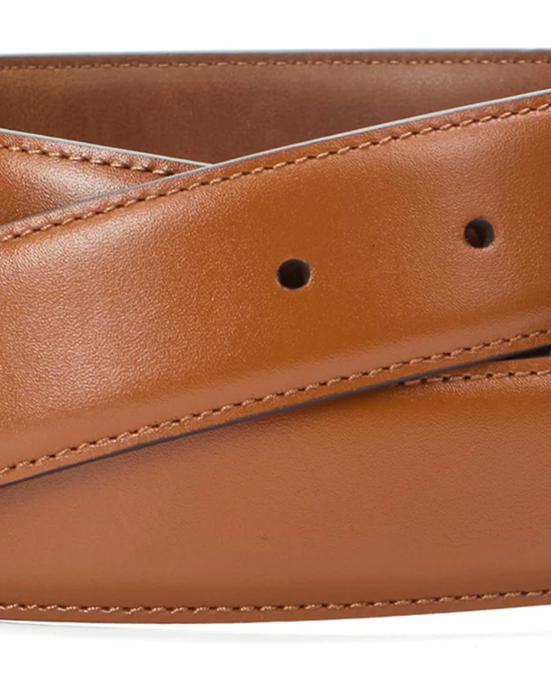 Johnston & Murphy Men's Rectangular Buckle Leather Belt