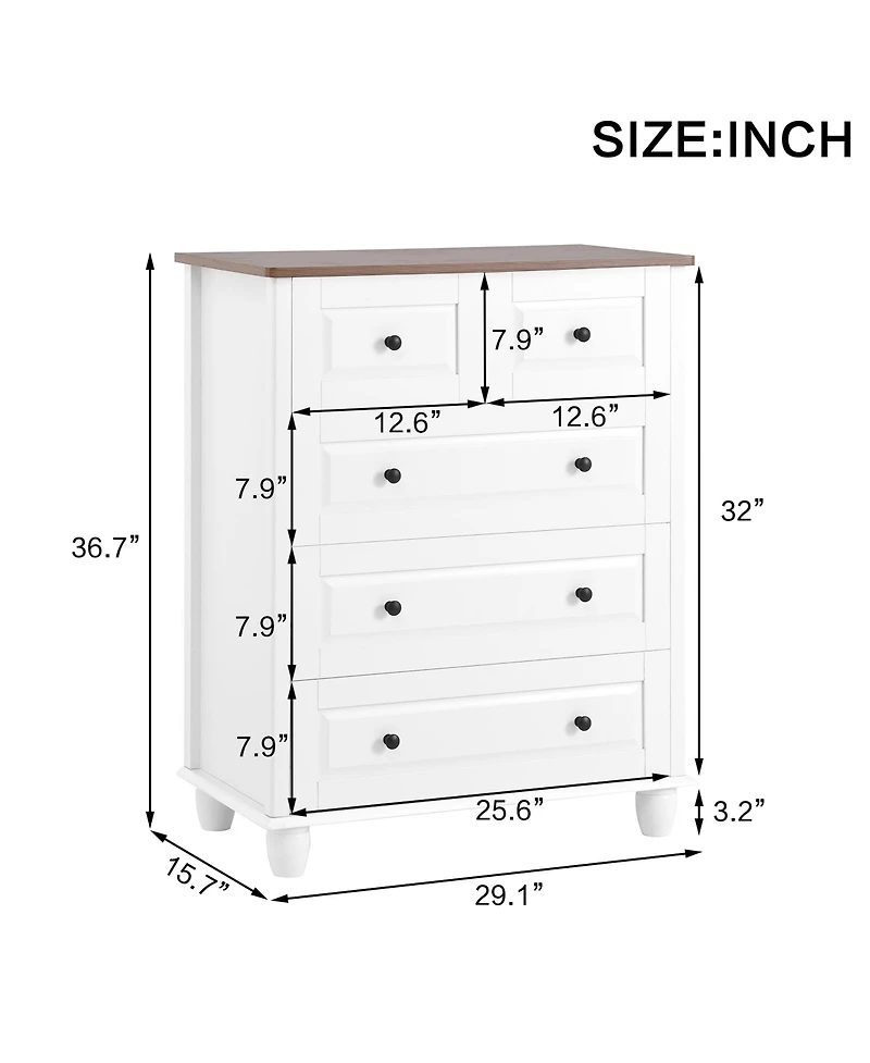 Rainsken 5 Drawer Dresser for Bedroom, Tall Chest of Drawers, Wood Storage Cabinet with Rustic Nature Texture for Bedroom, Living Room, Hallway