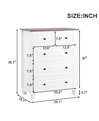 Rainsken 5 Drawer Dresser for Bedroom, Tall Chest of Drawers, Wood Storage Cabinet with Rustic Nature Texture for Bedroom, Living Room, Hallway