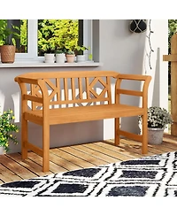 Gymax 47'' Outdoor Loveseat Bench Curved Armrests for Backyard Front Porch Deck