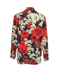 Pre-Owned Dolce & Gabbana Women's Floral Print Crepe Long Sleeve Shirt