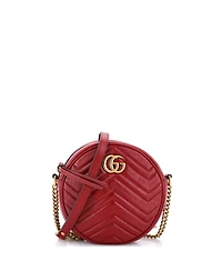 Pre-Owned Gucci Mini Gg Marmont Round Shoulder Bag Matelasse Leather
