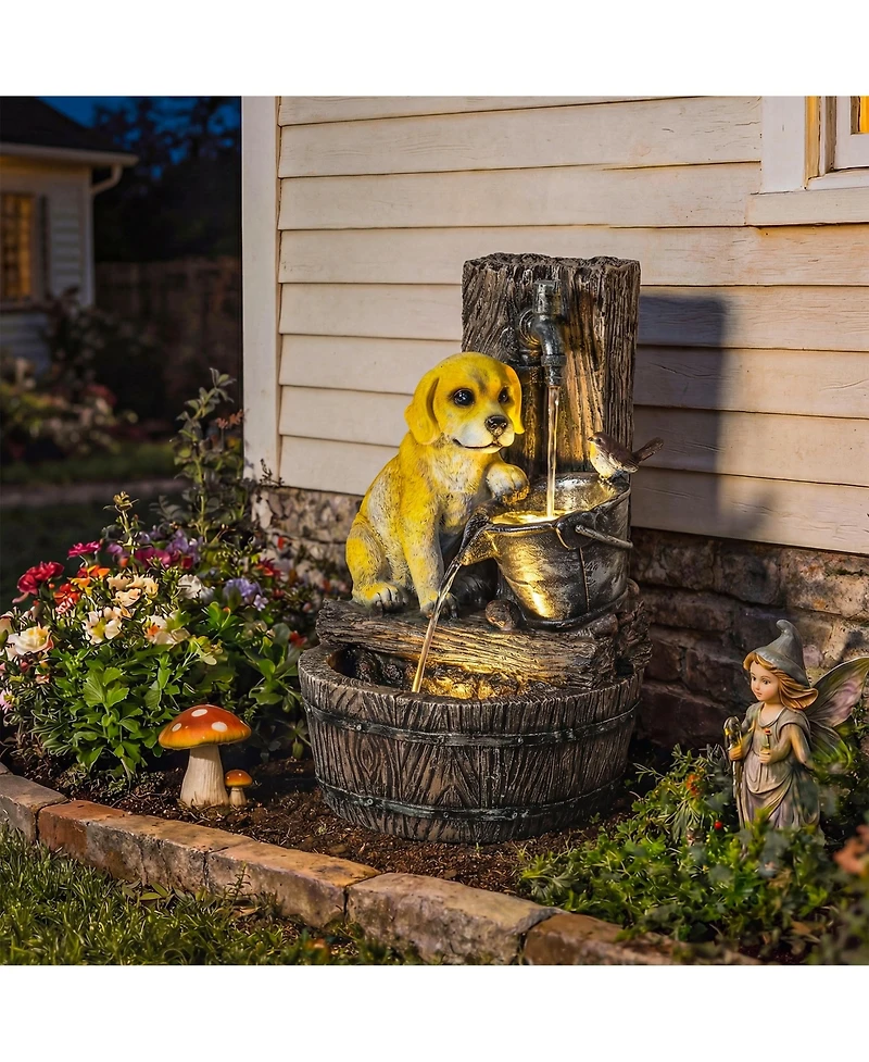 Outdoor Fountain Cascading Waterfall with Led Lights,