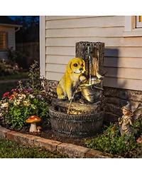 Outdoor Fountain Cascading Waterfall with Led Lights,