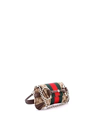 Pre-Owned Gucci Small Horsebit Nm Web Chain Clutch Gg Canvas