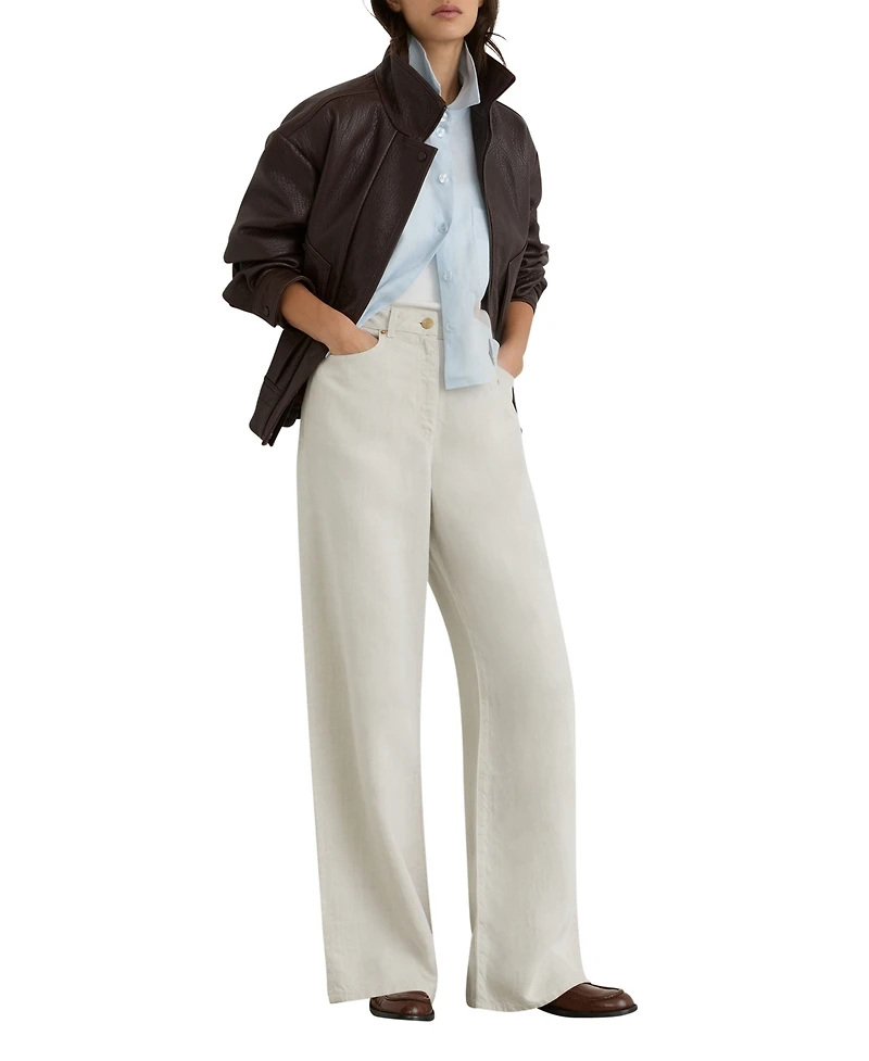 Reiss Women's Carmen Linen Blend Wide Leg Trouser Pants