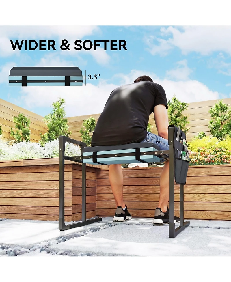 Outsunny Garden Kneeler and Seat, 330lbs Foldable Gardening Stool