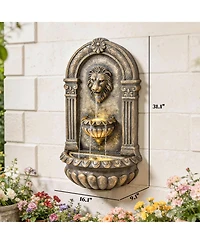Outsunny Wall-Mounted 3-Tier Outdoor Fountain with Led Lights