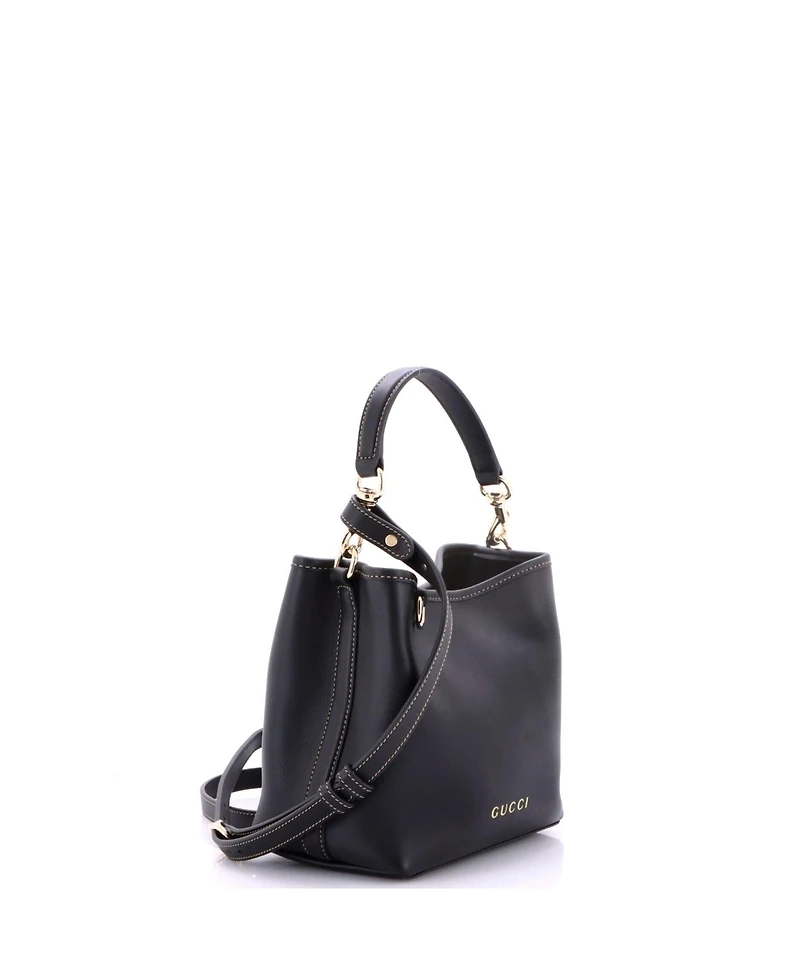 Pre-Owned Gucci Small Emblem Bucket Bag Leather