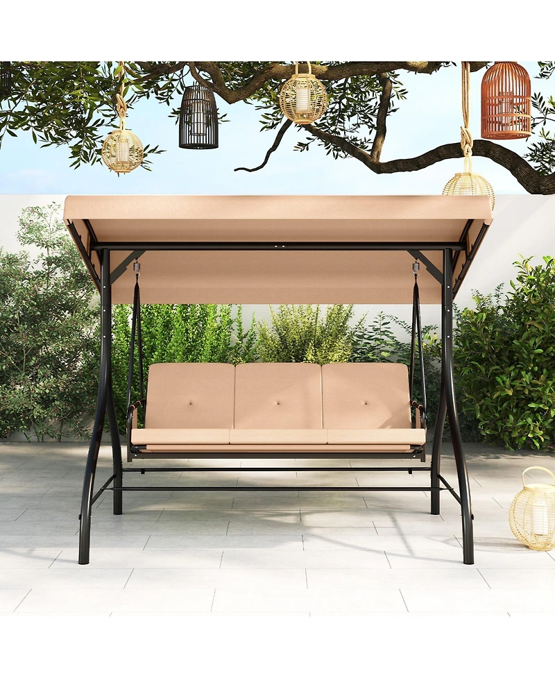Sugift 3-Piece Patio Swing Set with Canopy and Removable Cushions