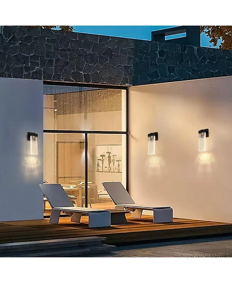 Clihome 2 Pieces Outdoor Waterproof Transparent Led Crystal Wall Lamp