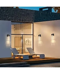 Clihome 2 Pieces Outdoor Waterproof Transparent Led Crystal Wall Lamp