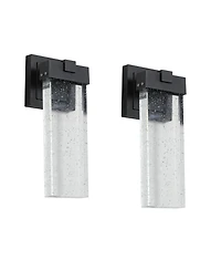 Clihome 2-Pack Outdoor Wall Light Fixture, Led Wall Sconce with Bubble Crystal and Light Sensor