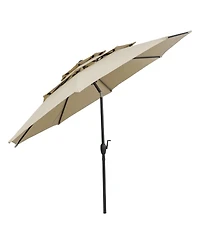 Sugift 10 feet 3 Tier Vented Patio Umbrella with Push Button Tilt