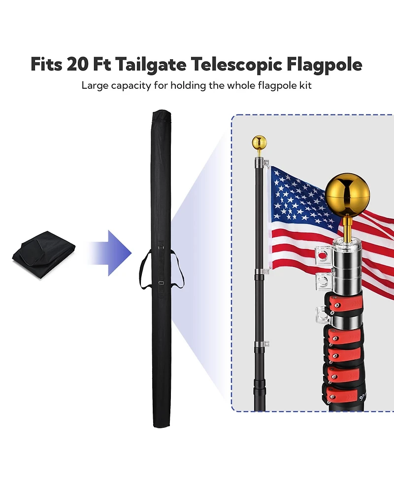 Yescom 61" Flag Pole Carrying Bag Storage for 20 Feet Tailgate Telescopic Flagpole