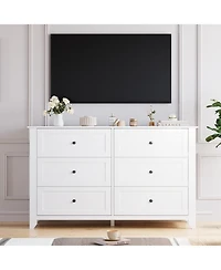 gaomon 54" Wide 6 Drawer Wood Dresser, Modern Storage Chest with Deep Drawers.