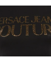 Pre-Owned Versace Women's Jeans Couture Logo Embellished Cotton Crop Top