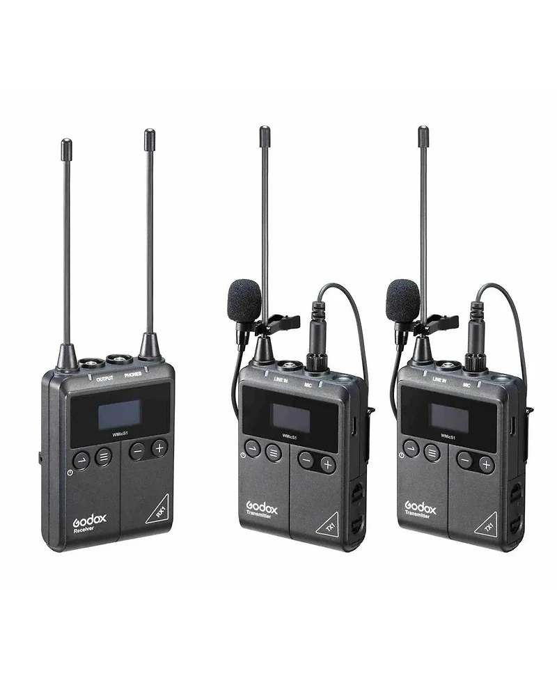Godox WMicS1 Ufh Wireless Microphone System 2 with 2x Omni Lavalier Microphone