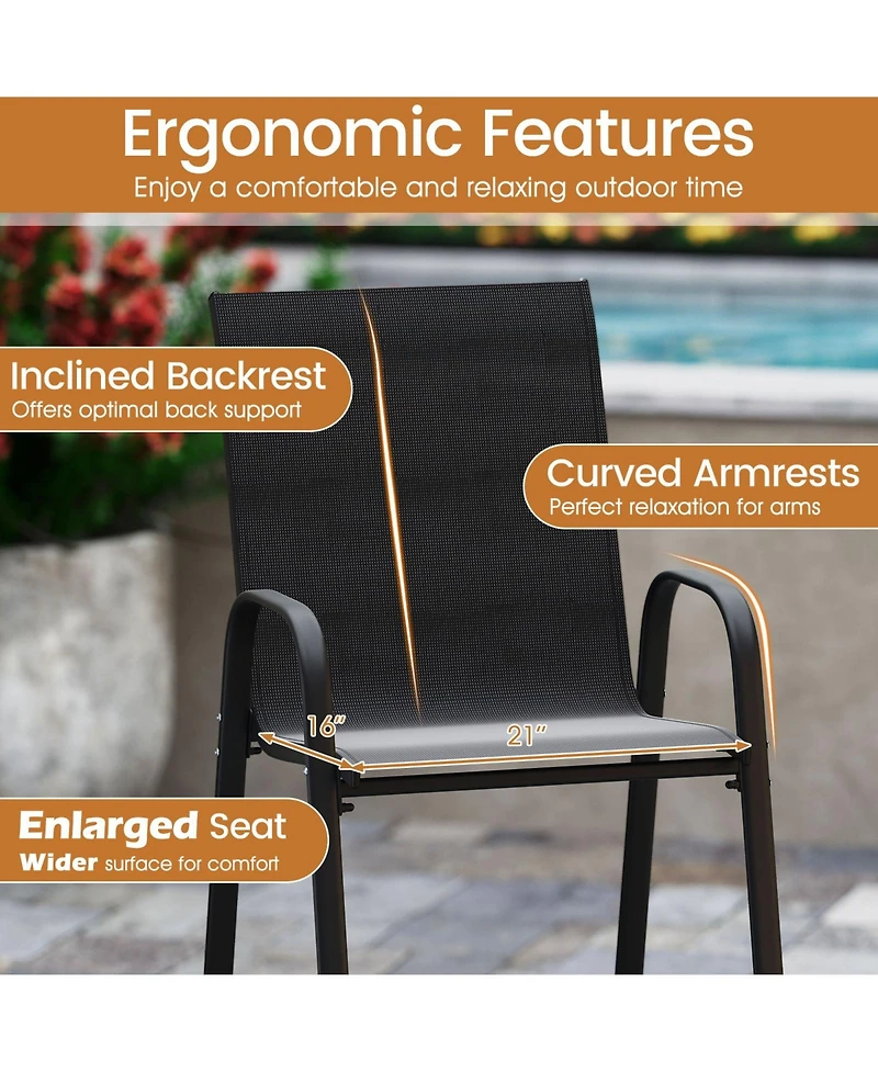 Sugift Outdoor Bar Stools Set of 2 29 in Fabric Bar Height Stools with Armrests