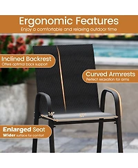 Sugift Outdoor Bar Stools Set of 2 29 in Fabric Bar Height Stools with Armrests