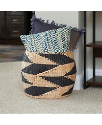 Household Essentials Large Woven Basket, Round Decorative Basket with Handles