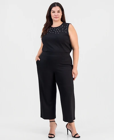Anne Klein Plus Pull-On Wide-Leg Cropped Pants