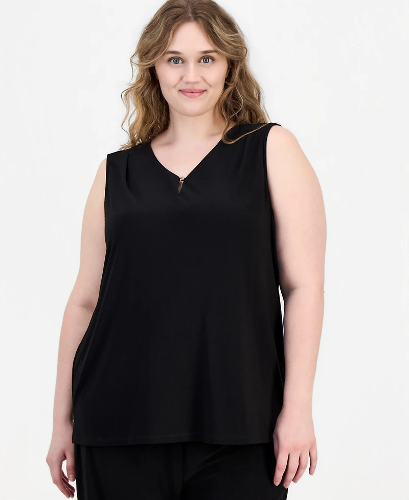 Anne Klein Essentials Plus V-Neck Sleeveless Top
