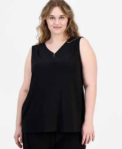 Anne Klein Essentials Plus V-Neck Sleeveless Top