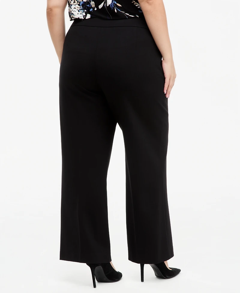 Anne Klein Essentials Plus Pull-On Wide-Leg Pants