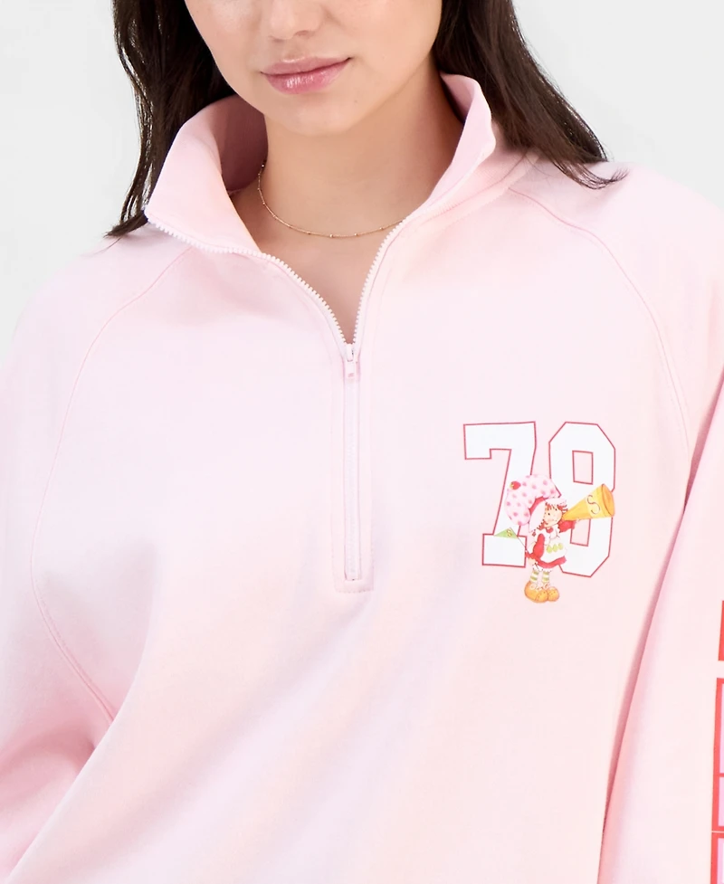 Strawberry Shortcake Juniors' Quarter-Zip Long-Sleeve Fleece Sweatshirt