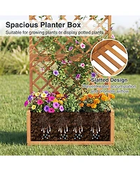Sugift Wooden Raised Garden Bed with Trellis 63 Inch Tall Garden Planter
